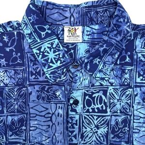 Rum Reggae Men's Short Sleeve Hawaiian Blue Floral 3XL Button Up Turtels Aloha